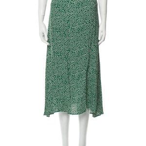 Reformation Bea Green Floral Skirt